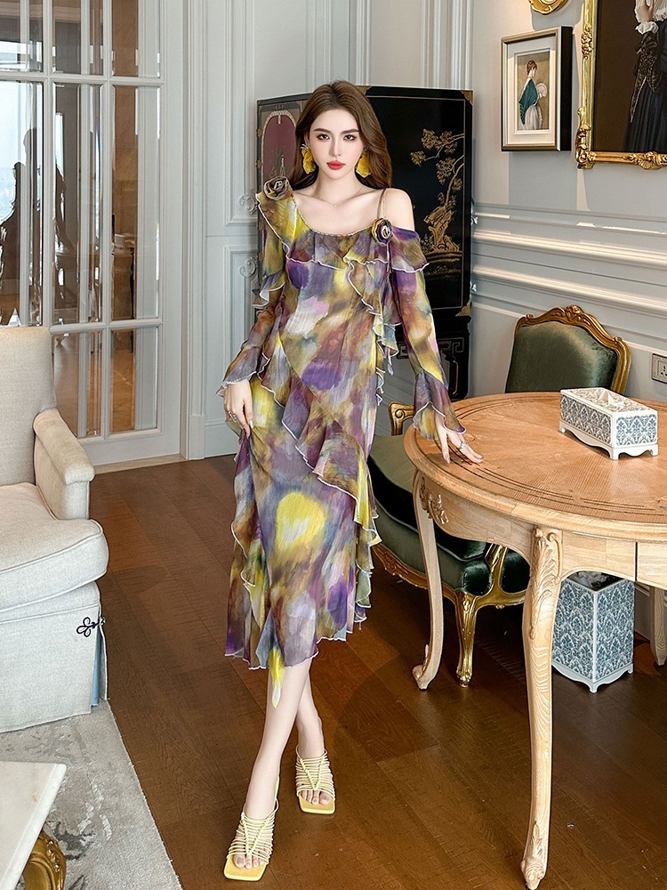 [急速出荷]二次会 ウェディング 演奏会 結婚式 卒業式 披露宴 同窓会 大人 着痩せ キャバ パーティー ビーチドレス フリルワンピース オフショル 2025夏新品