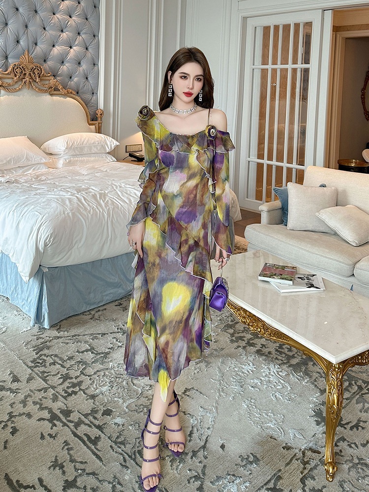 [急速出荷]二次会 ウェディング 演奏会 結婚式 卒業式 披露宴 同窓会 大人 着痩せ キャバ パーティー ビーチドレス フリルワンピース オフショル 2025夏新品