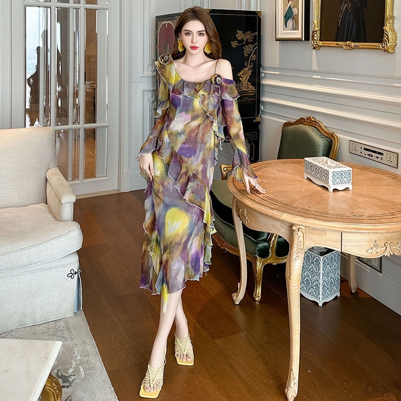 [急速出荷]二次会 ウェディング 演奏会 結婚式 卒業式 披露宴 同窓会 大人 着痩せ キャバ パーティー ビーチドレス フリルワンピース オフショル 2025夏新品