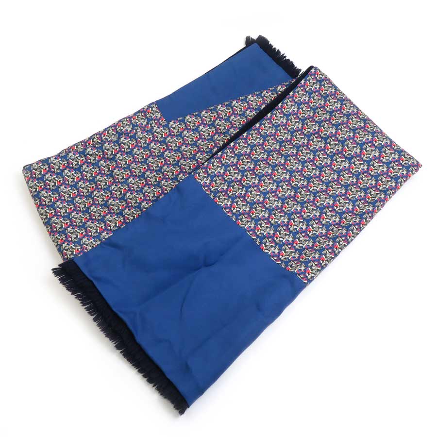 エルメス HERMES スカーフ ショール シルク/アンゴラ ブルー/ネイビー