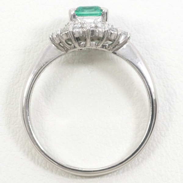 PT850 プラチナ リング 11号 エメラルド 0.66 ダイヤ 0.41 ジュエリー 中古