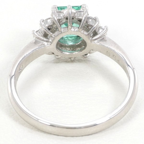 PT850 プラチナ リング 11号 エメラルド 0.66 ダイヤ 0.41 ジュエリー 中古