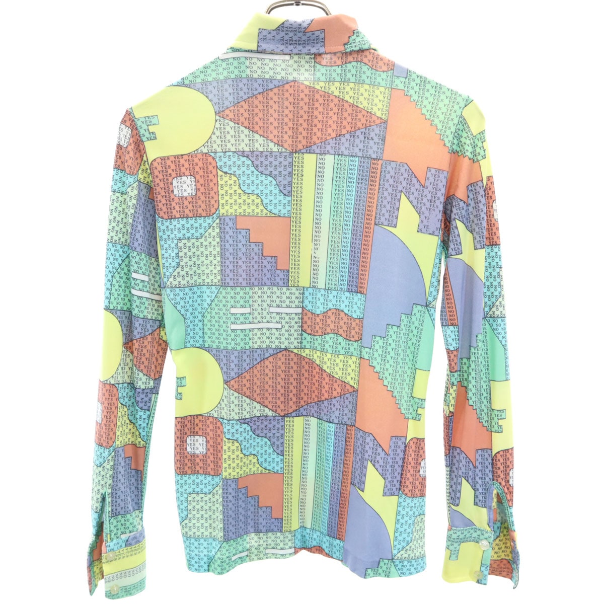 EAST 70s ヴィンテージ 総柄 長袖 シャツ グリーン系 ストレッチ レディース 古着 EAST 70s ヴィンテージ 総柄 長袖 シャツ グリーン系 ストレッチ レディース 古着