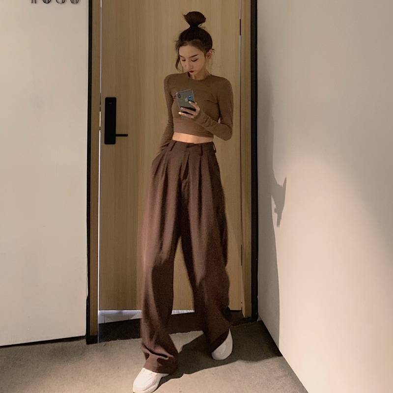 ワイドパンツ ロング ズボン ハイウエスト 無地 カジュアル お洒落 かっこいい こなれ感 ラフ メンズライク マニッシュ ボーイッシュ キュート 抜け感 春 夏 秋 10代 20代 30代 女性用