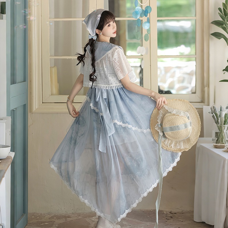 正規品デザイン山野留新韓国雲cos要素頭巾上着ワンピースセット