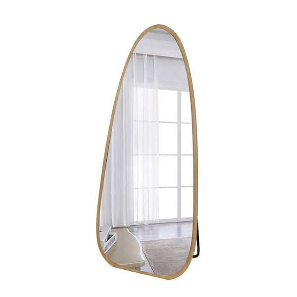 全身鏡水滴型 姿見鏡木目調スタンドミラー 壁掛けミ150*70CM ナチュラル