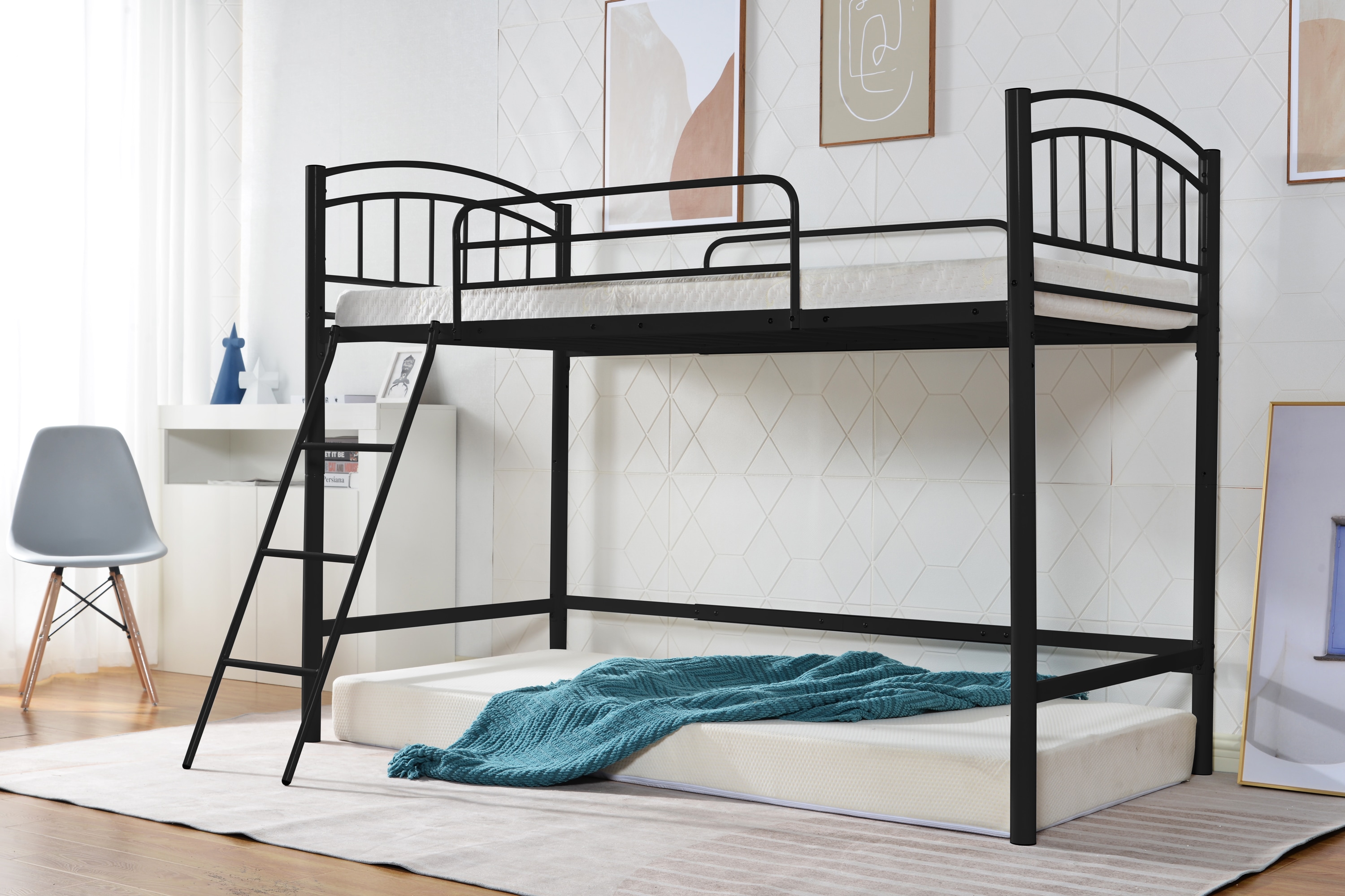 新品】ブラック ロフトベッド シングル パイプベッド 【公式通販】