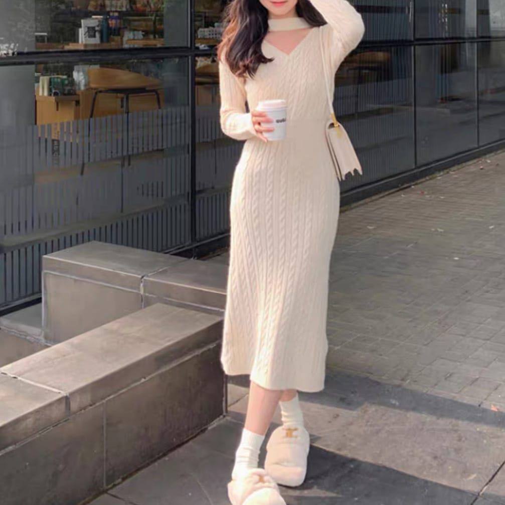 レディース ワンピース ワンピ プルオーバー オールインワン ニットワンピ ミモレ 長袖 Vネック カシュクール ホルターネック タイト ストレート ウエストマーク ハイウエスト ニット 大人可愛い レディース ワンピース ワンピ プルオーバー オールインワン ニットワンピ ミモレ 長袖 Vネック カシュクール ホルターネック タイト ストレート ウエストマーク ハイウエスト ニット 大人可愛い