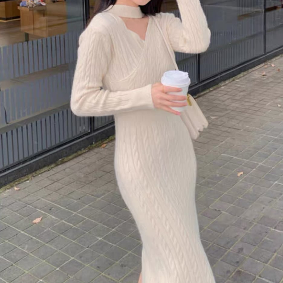 レディース ワンピース ワンピ プルオーバー オールインワン ニットワンピ ミモレ 長袖 Vネック カシュクール ホルターネック タイト ストレート ウエストマーク ハイウエスト ニット 大人可愛い レディース ワンピース ワンピ プルオーバー オールインワン ニットワンピ ミモレ 長袖 Vネック カシュクール ホルターネック タイト ストレート ウエストマーク ハイウエスト ニット 大人可愛い