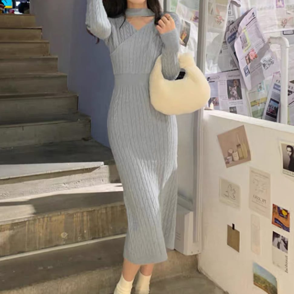 レディース ワンピース ワンピ プルオーバー オールインワン ニットワンピ ミモレ 長袖 Vネック カシュクール ホルターネック タイト ストレート ウエストマーク ハイウエスト ニット 大人可愛い レディース ワンピース ワンピ プルオーバー オールインワン ニットワンピ ミモレ 長袖 Vネック カシュクール ホルターネック タイト ストレート ウエストマーク ハイウエスト ニット 大人可愛い