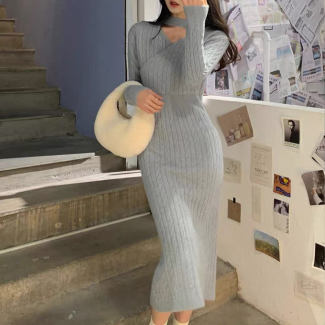 レディース ワンピース ワンピ プルオーバー オールインワン ニットワンピ ミモレ 長袖 Vネック カシュクール ホルターネック タイト ストレート ウエストマーク ハイウエスト ニット 大人可愛い レディース ワンピース ワンピ プルオーバー オールインワン ニットワンピ ミモレ 長袖 Vネック カシュクール ホルターネック タイト ストレート ウエストマーク ハイウエスト ニット 大人可愛い