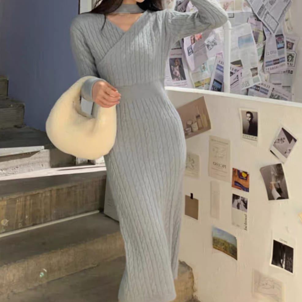 レディース ワンピース ワンピ プルオーバー オールインワン ニットワンピ ミモレ 長袖 Vネック カシュクール ホルターネック タイト ストレート ウエストマーク ハイウエスト ニット 大人可愛い レディース ワンピース ワンピ プルオーバー オールインワン ニットワンピ ミモレ 長袖 Vネック カシュクール ホルターネック タイト ストレート ウエストマーク ハイウエスト ニット 大人可愛い