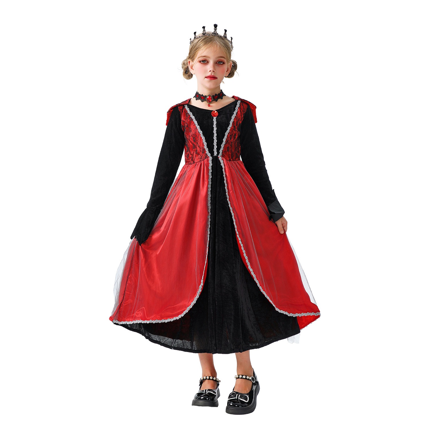 ハロウィンの子供用コスチューム魔女のドレス魔女のコスチュームステージコスチューム吸血鬼悪魔のローブ中世