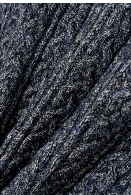 【SATUR】 MELANGE HAIRY CABLE V-NECK VEST : WARM NAVY