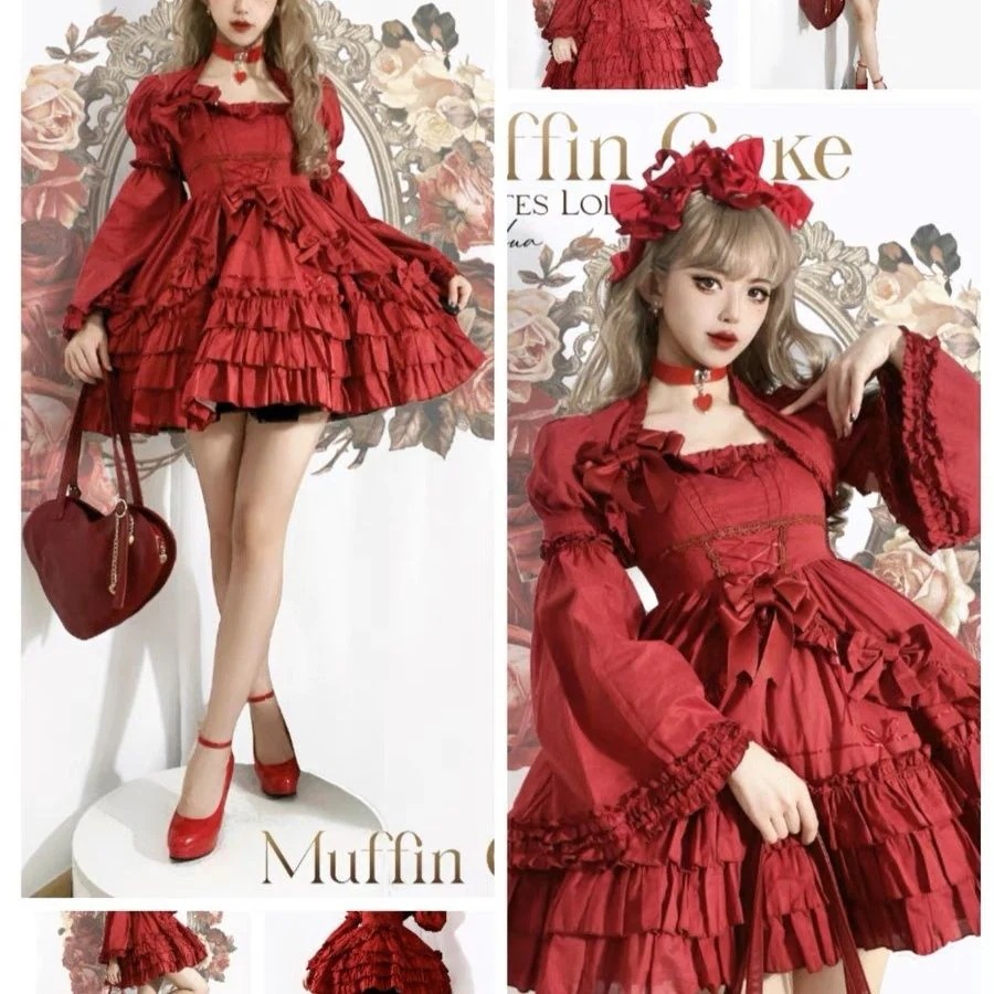 ショート/ロングプリンセスドレスマフィンロリータドッグショートドレスロリータチョッキ