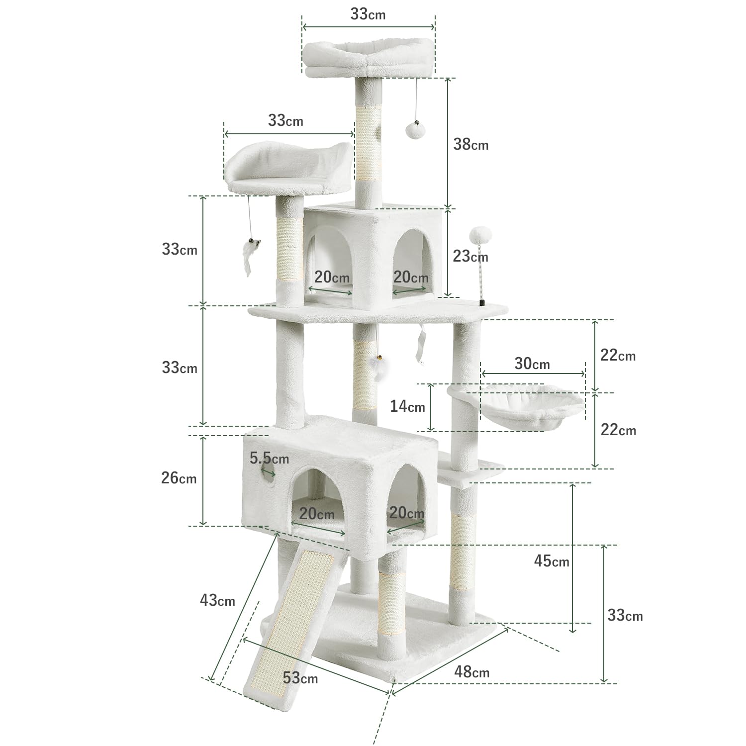 AIFY キャットタワー 据え置き スリム 大型猫 大型 中型 多頭飼い