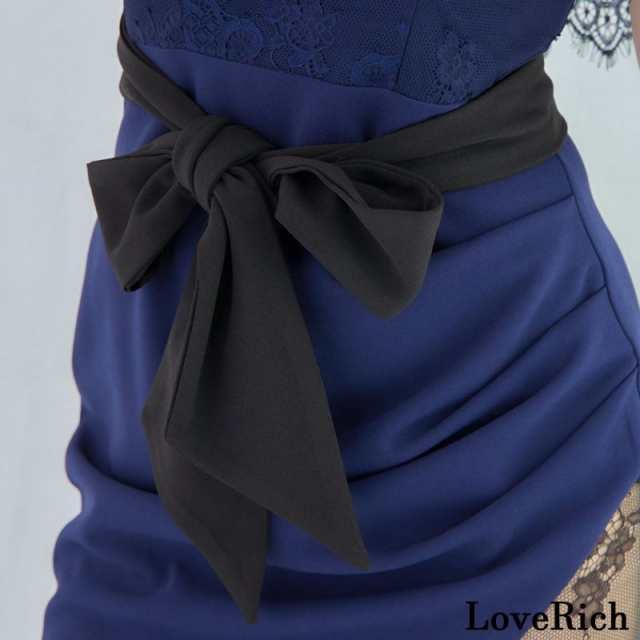 オフショル レース フリル スリット リボン タイト ミニドレス キャバドレス [0988]