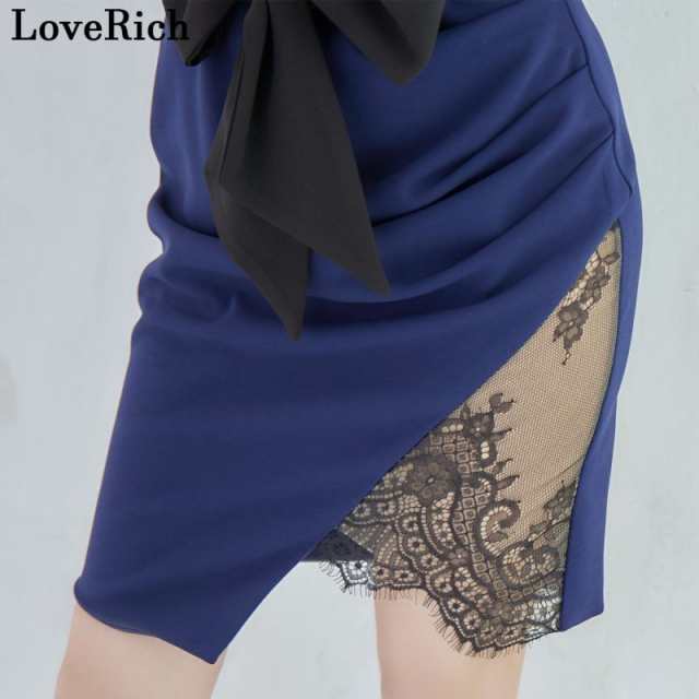 オフショル レース フリル スリット リボン タイト ミニドレス キャバドレス [0988]