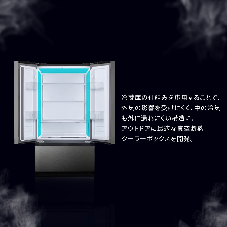 HUGEL 真空断熱クーラーボックス VITC-40 ホワイトアッシュ チャコ－ルグレー アイリスオーヤマ 6面真空断熱パネル メガ割