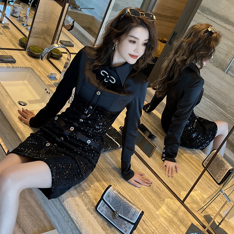 【JY.上品】 2025秋新品 キラキラ ショートワンピース ドレス パーティー キャバ 大人 同窓会 披露宴 卒業式 結婚式 演奏会 ウェディング 二次会 メガ割