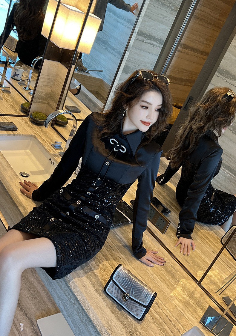 【JY.上品】 2025秋新品 キラキラ ショートワンピース ドレス パーティー キャバ 大人 同窓会 披露宴 卒業式 結婚式 演奏会 ウェディング 二次会 メガ割