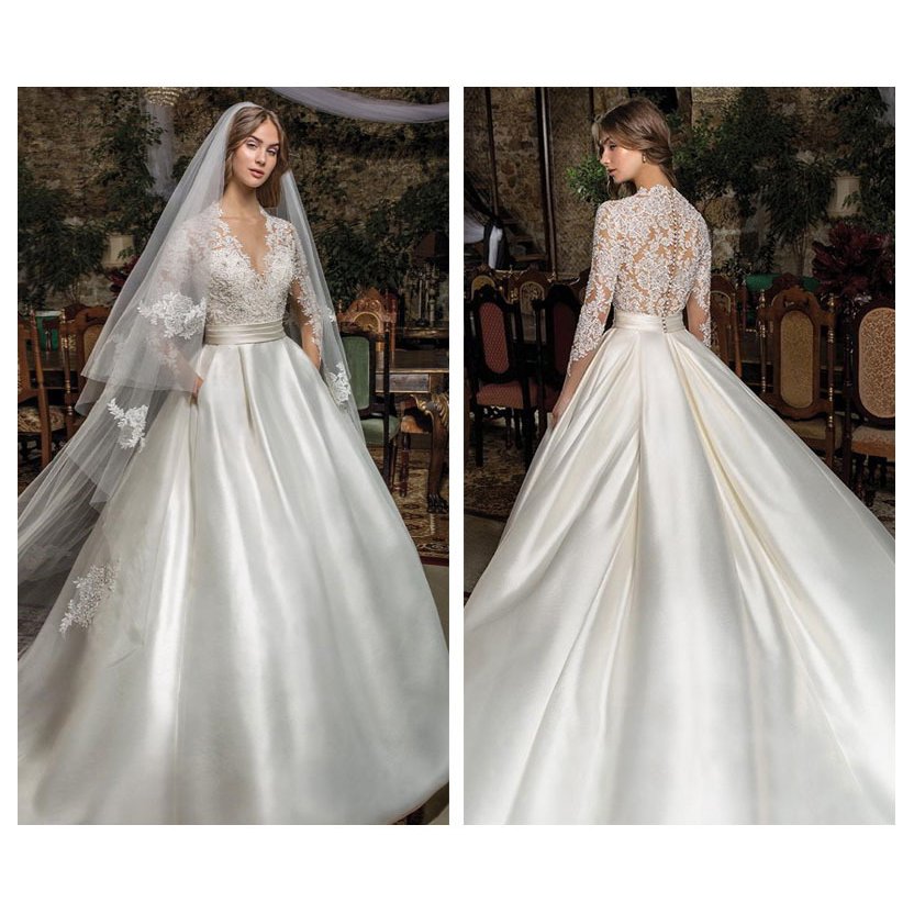 ウエディングドレス aライン セクシー 白 ロングドレス 長袖 結婚式 花嫁 ブライダル ウエディングドレス 二次会 パーティードレス 演奏会 フォーマルドレス