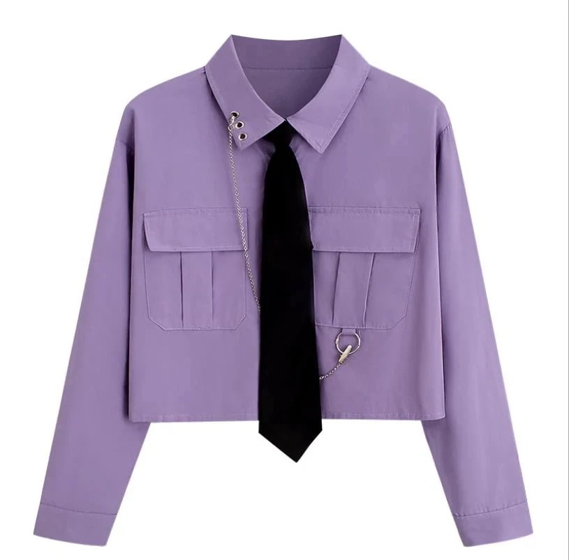 本日限定 シャツ 長半袖 レデイーズ 原宿風 JK制服 ショート丈 へそ出し トップス 韓国ファッション ヒ13374