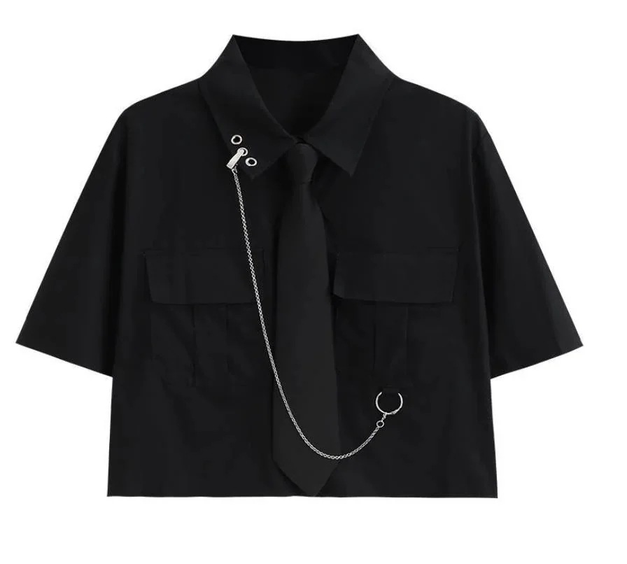 本日限定 シャツ 長半袖 レデイーズ 原宿風 JK制服 ショート丈 へそ出し トップス 韓国ファッション ヒ13374