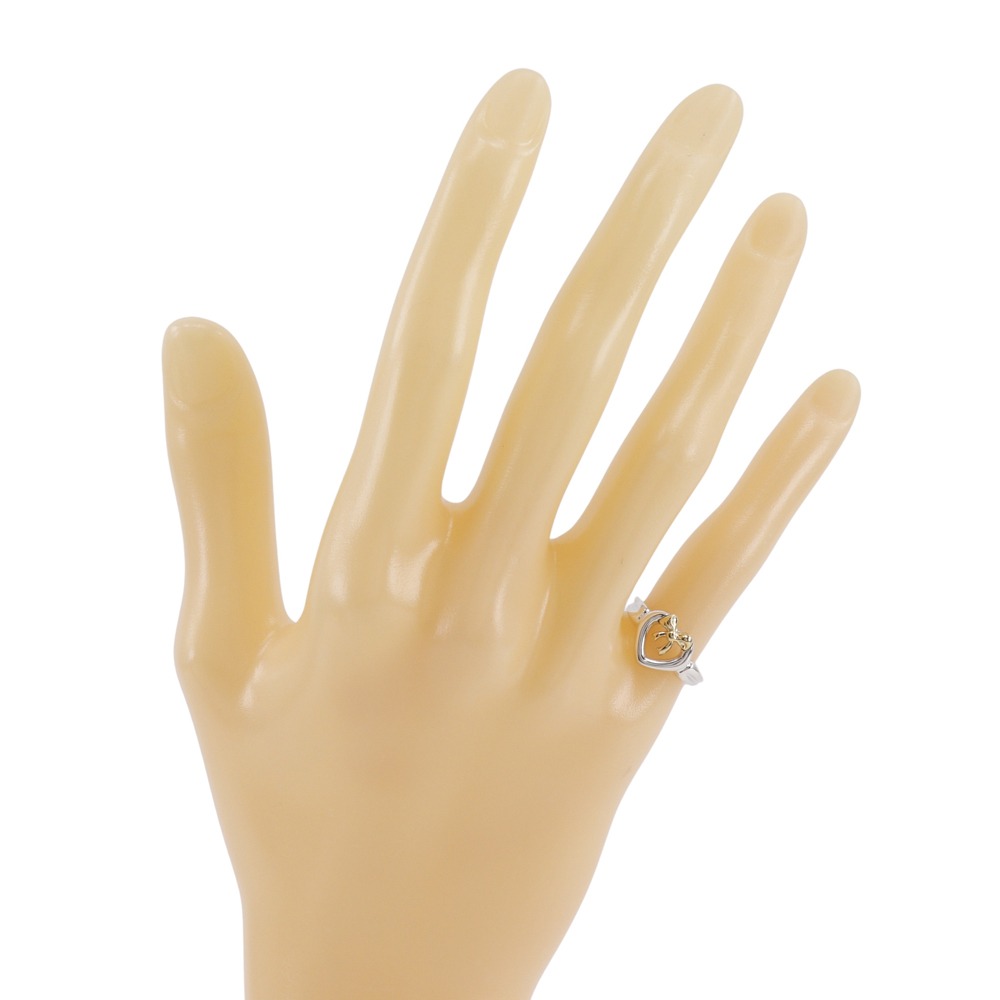 ハートリボン リング・指輪 シルバー925 K18イエローゴールド 7.5号 約2.9g レディース 中古品 Aランク ハートリボン リング・指輪 シルバー925 K18イエローゴールド 7.5号 約2.9g レディース 中古品 Aランク