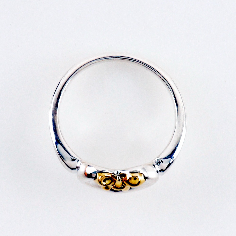 ハートリボン リング・指輪 シルバー925 K18イエローゴールド 7.5号 約2.9g レディース 中古品 Aランク ハートリボン リング・指輪 シルバー925 K18イエローゴールド 7.5号 約2.9g レディース 中古品 Aランク