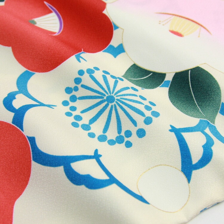 販売 袴 セット 卒業式 女性 ブーツ付き16点フルセット 購入 卒業式袴セット 2尺袖着物＆袴 オフホワイト地に赤ピンクのレトロ椿と青の八重桜 ブーツ レトロ モダン 大学 販売 安い