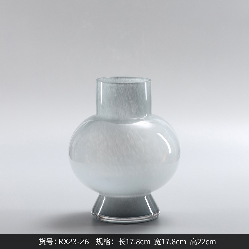 冷煙灰色水耕ガラス花瓶置物家居軟装モデルルーム装飾品花器
