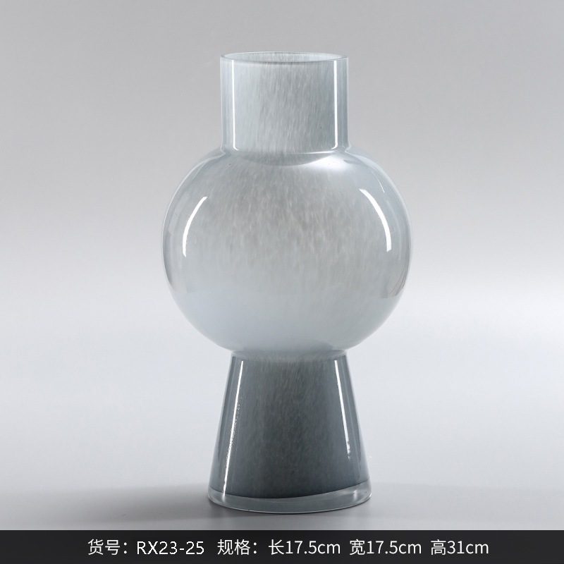 冷煙灰色水耕ガラス花瓶置物家居軟装モデルルーム装飾品花器