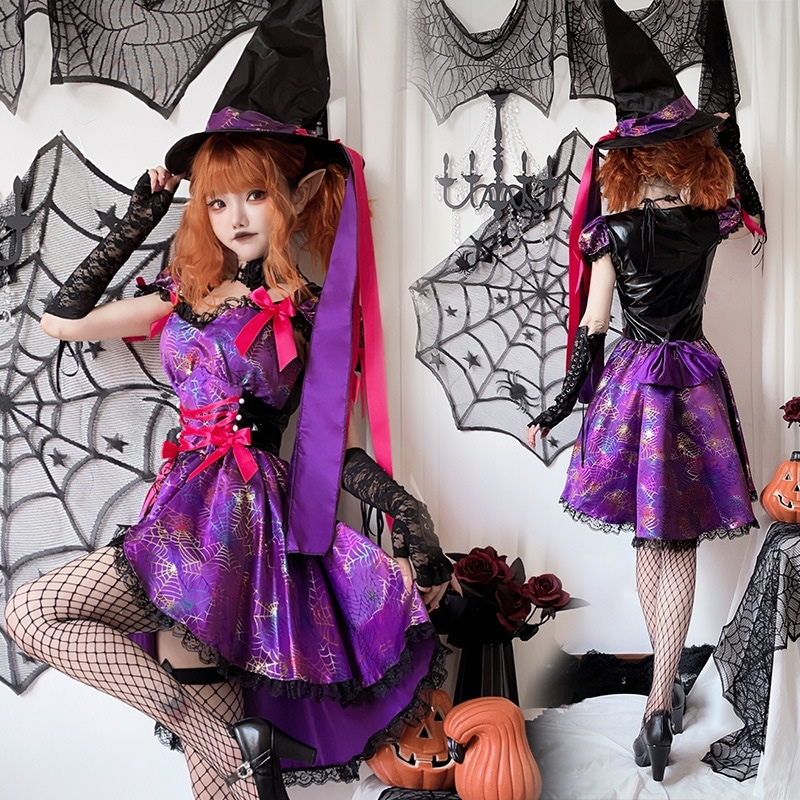 万圣节服装女角色扮演女巫装巫婆吸血鬼性感蜘蛛恶魔连衣裙女 万圣节服装女角色扮演女巫装巫婆吸血鬼性感蜘蛛恶魔连衣裙女