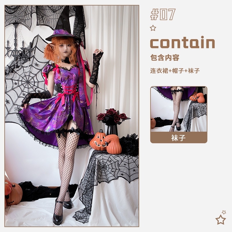 万圣节服装女角色扮演女巫装巫婆吸血鬼性感蜘蛛恶魔连衣裙女 万圣节服装女角色扮演女巫装巫婆吸血鬼性感蜘蛛恶魔连衣裙女