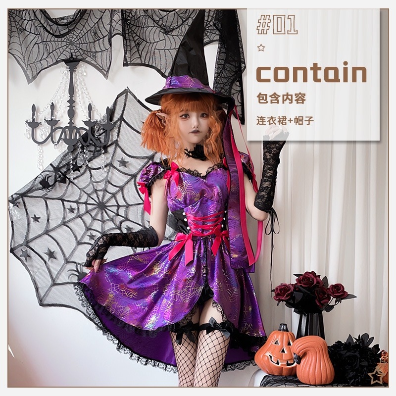 万圣节服装女角色扮演女巫装巫婆吸血鬼性感蜘蛛恶魔连衣裙女 万圣节服装女角色扮演女巫装巫婆吸血鬼性感蜘蛛恶魔连衣裙女