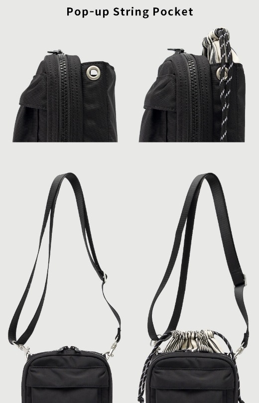 NO.28 RB STRING CROSS BAG　メンズ　男女兼用 Black色