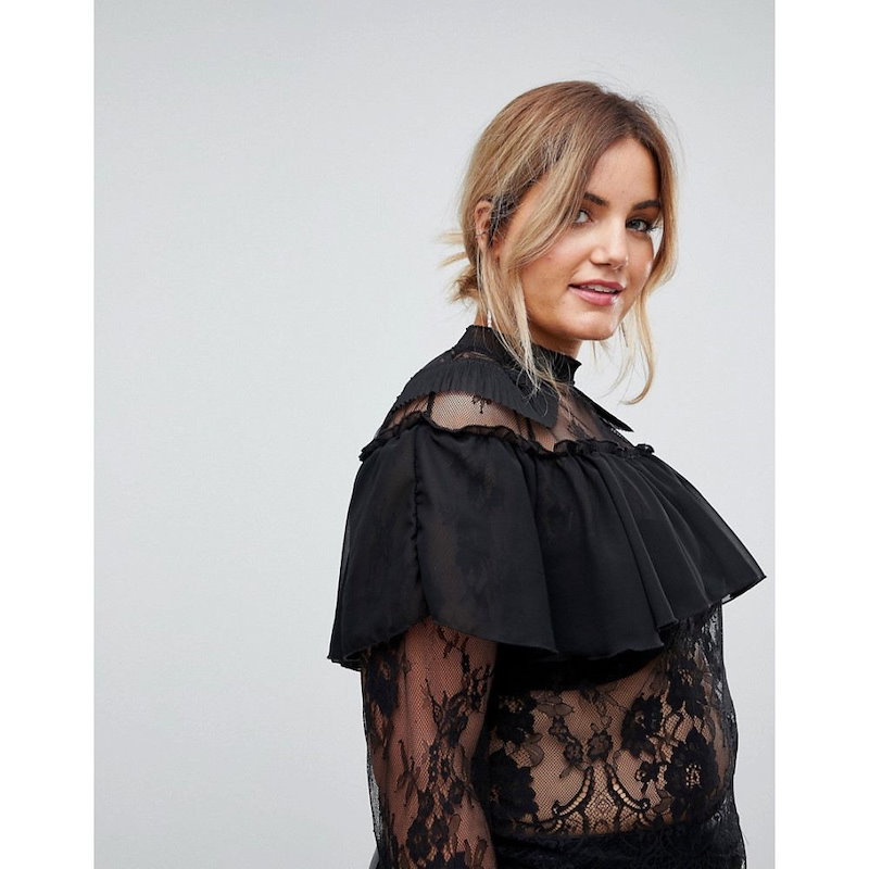 クラブエル レディース トップス【Club L plus Lace Ruffle Top】Black クラブエル レディース トップス【Club L plus Lace Ruffle Top】Black