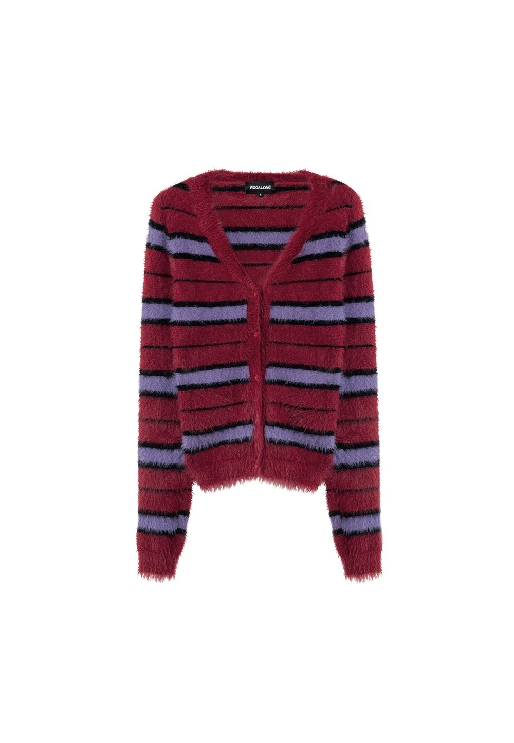 【WOOALONG】 STRIPE BRUSHED SLIM LINE CARDIGAN : 2COLORS