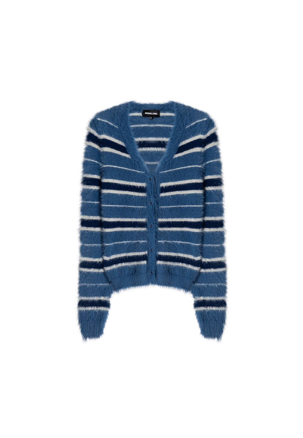 【WOOALONG】 STRIPE BRUSHED SLIM LINE CARDIGAN : 2COLORS