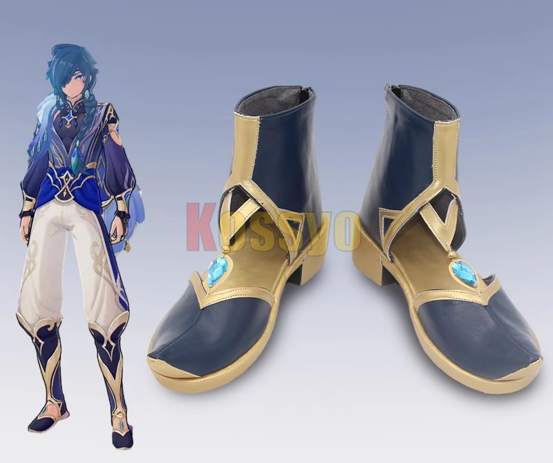 ガイア コスプレ靴 ガイア アルベリヒ 帆影に戯る 原神 Genshin げんしん ブーツ 下駄 シューズ 長靴 コスプレ クリスマス ハロウィン