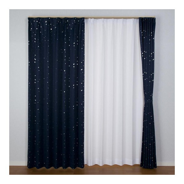 ユニベール 厚地カーテン キララ 100×200cm ネイビー メーカー直送 ユニベール 厚地カーテン キララ 100×200cm ネイビー メーカー直送