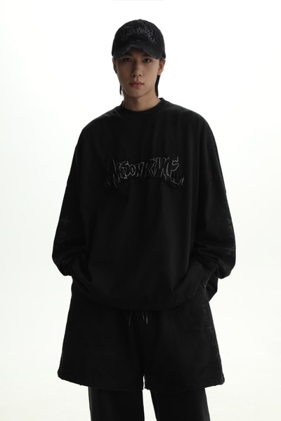 秋の新しい交通パスワード&LDQUODIRTYFIT&RDQUO落書き古い汚れた長袖Tシャツ男性用