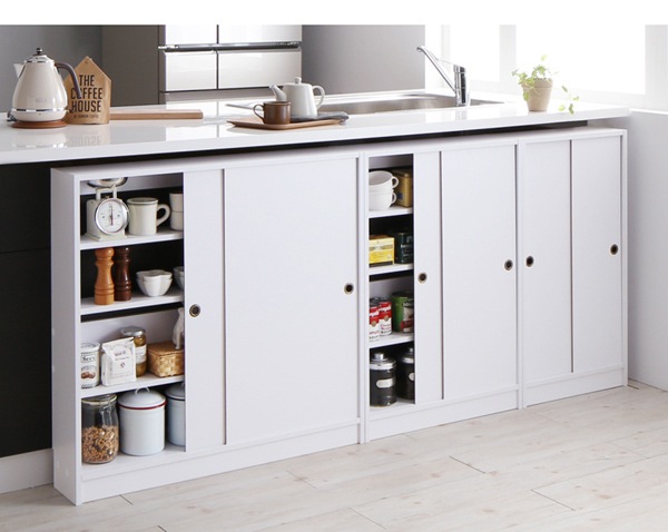 棚 どんな場所にも置ける スマート 引き戸収納 幅90 奥行16