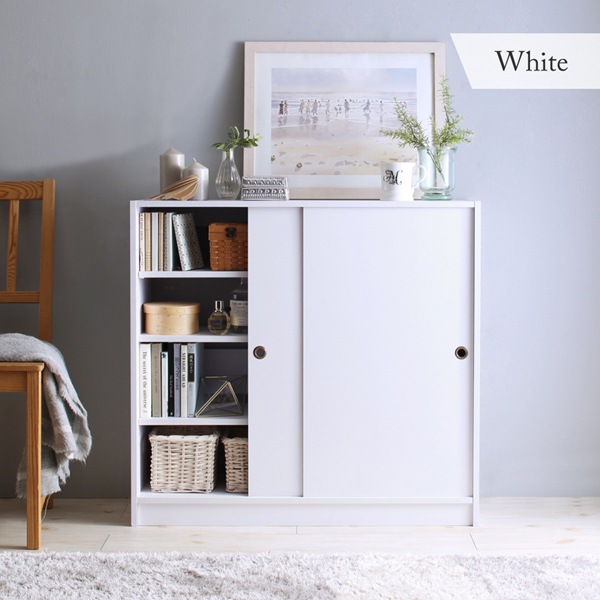 棚 どんな場所にも置ける スマート 引き戸収納 幅90 奥行16