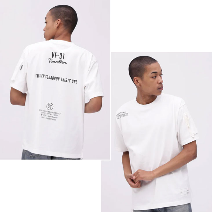 AVIREX アヴィレックス ミリタリーポケット半袖Ｔ MIL. POCKET T-SHIRT プリント VF-31 TOMCATTERS 50周年 チャック ポケット 783-5134015