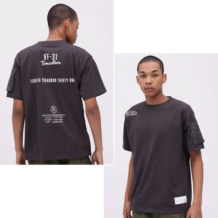 AVIREX アヴィレックス ミリタリーポケット半袖Ｔ MIL. POCKET T-SHIRT プリント VF-31 TOMCATTERS 50周年 チャック ポケット 783-5134015
