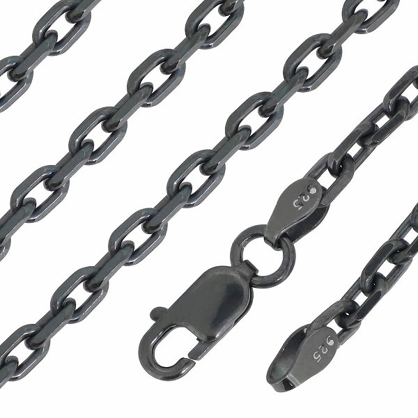 シルバーいぶしあずきチェーン4面カット 幅約3.2mm 45cm シルバー925 ネックレス シルバーいぶしあずきチェーン4面カット 幅約3.2mm 45cm シルバー925 ネックレス