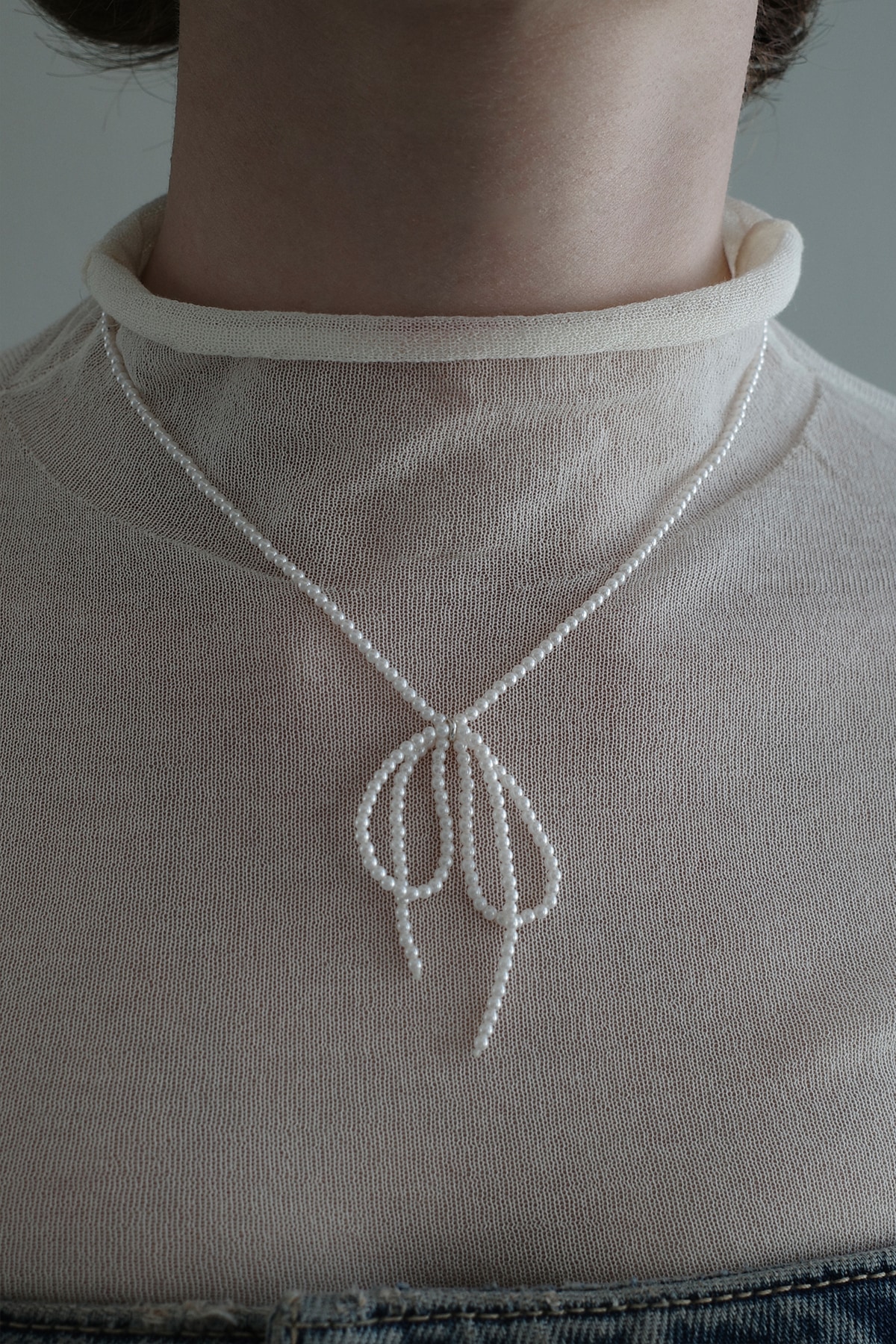 Monday Edition】24SS PEARL BOW NECKLACE Monday Edition】24SS PEARL BOW NECKLACE