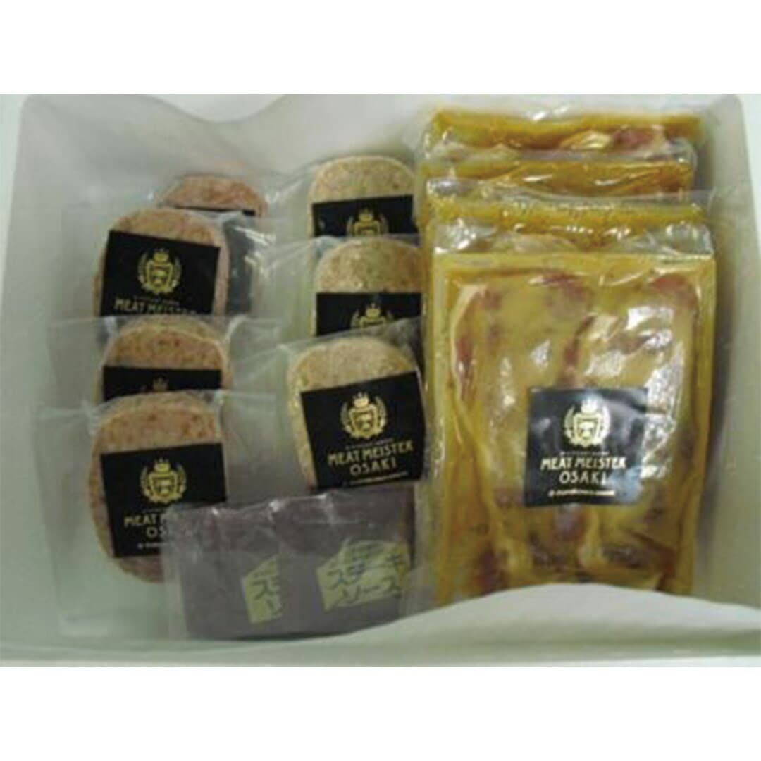 宮城 Meat Meister OSAKI ハンバーグ 味噌漬セット 伊達ざくらポーク 味噌漬2種2 ハンバーグ2種計7 ステーキソース8 【産直メーカー直送品】